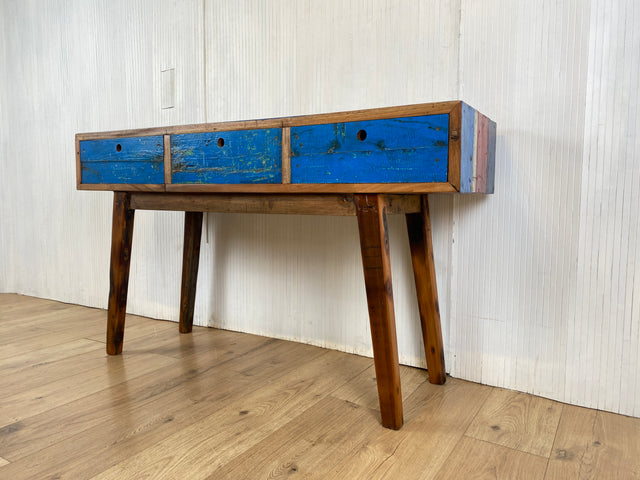 Boatwood by WMK # Besonders schöne Konsole aus altem Bootsholz, ein handgefertigtes Unikat aus massivem Teakholz # Sideboard Sideboard Schreibtisch Sekretär Schrank Flurkommode Teak Industrial