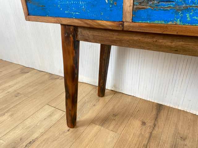 Boatwood by WMK # Besonders schöne Konsole aus altem Bootsholz, ein handgefertigtes Unikat aus massivem Teakholz # Sideboard Sideboard Schreibtisch Sekretär Schrank Flurkommode Teak Industrial