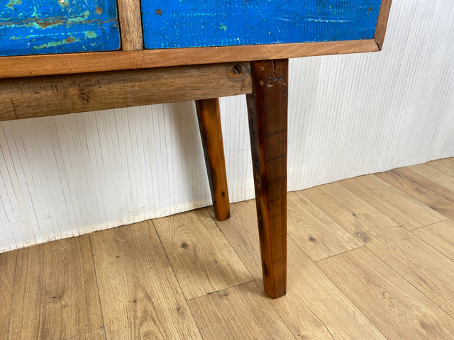 Boatwood by WMK # Besonders schöne Konsole aus altem Bootsholz, ein handgefertigtes Unikat aus massivem Teakholz # Sideboard Sideboard Schreibtisch Sekretär Schrank Flurkommode Teak Industrial