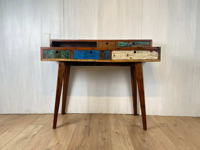 Boatwood by WMK # Nachhaltiger Sekretär aus altem Bootsholz, ein handgefertigtes Unikat aus massivem Teakholz # Schreibtisch Schminktisch Schminkkommode Desk Pult Konsole Kommode Treibholz Bootsmöbel