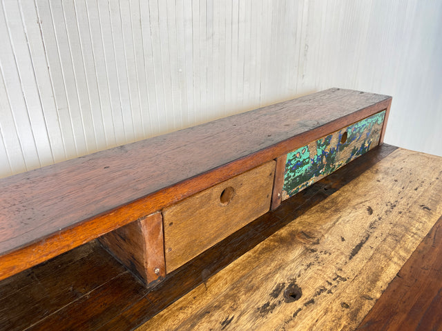 Boatwood by WMK # Nachhaltiger Sekretär aus altem Bootsholz, ein handgefertigtes Unikat aus massivem Teakholz # Schreibtisch Schminktisch Schminkkommode Desk Pult Konsole Kommode Treibholz Bootsmöbel