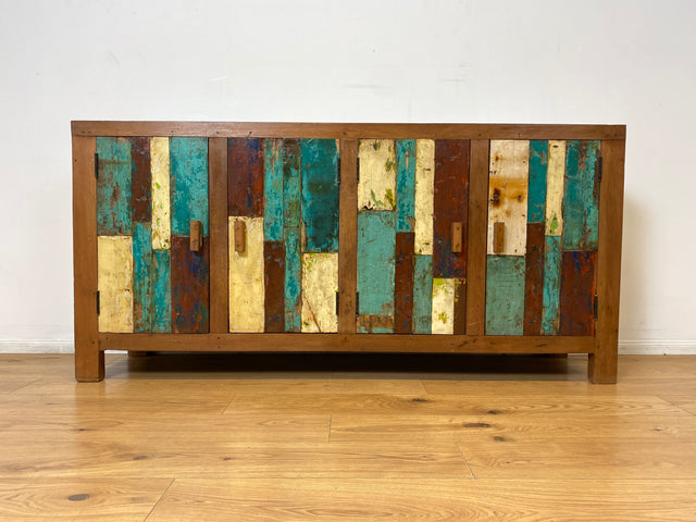 Boatwood by WMK I Nachhaltiges Sideboard handgefertigt aus altem Bootsholz I Teakholz in Originalfarben I Kommode TV-Lowboard Fernsehkommode Anrichte TV-Bank Bootsmöbel Teak I Berlin Bremen München