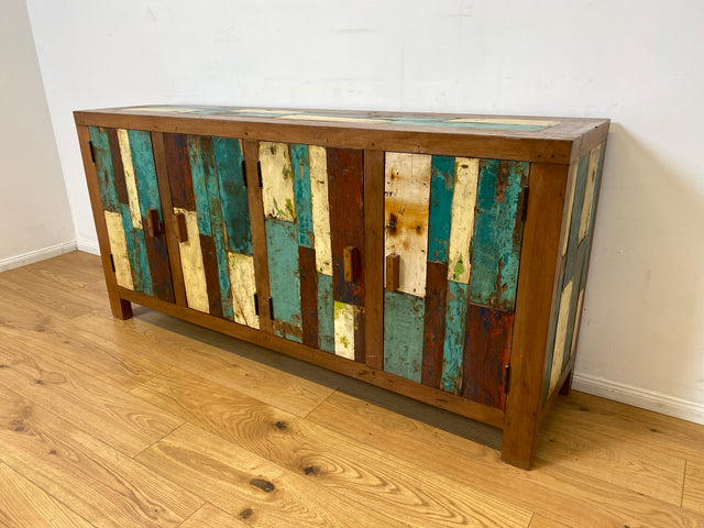 Boatwood by WMK I Nachhaltiges Sideboard handgefertigt aus altem Bootsholz I Teakholz in Originalfarben I Kommode TV-Lowboard Fernsehkommode Anrichte TV-Bank Bootsmöbel Teak I Berlin Bremen München