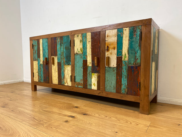 Boatwood by WMK I Nachhaltiges Sideboard handgefertigt aus altem Bootsholz I Teakholz in Originalfarben I Kommode TV-Lowboard Fernsehkommode Anrichte TV-Bank Bootsmöbel Teak I Berlin Bremen München