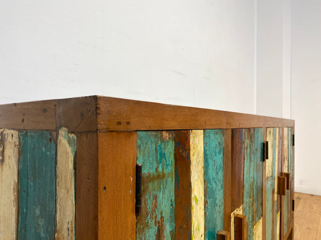 Boatwood by WMK I Nachhaltiges Sideboard handgefertigt aus altem Bootsholz I Teakholz in Originalfarben I Kommode TV-Lowboard Fernsehkommode Anrichte TV-Bank Bootsmöbel Teak I Berlin Bremen München