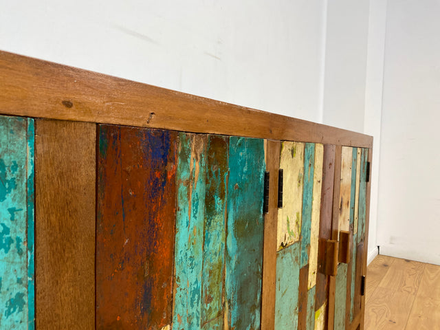 Boatwood by WMK I Nachhaltiges Sideboard handgefertigt aus altem Bootsholz I Teakholz in Originalfarben I Kommode TV-Lowboard Fernsehkommode Anrichte TV-Bank Bootsmöbel Teak I Berlin Bremen München