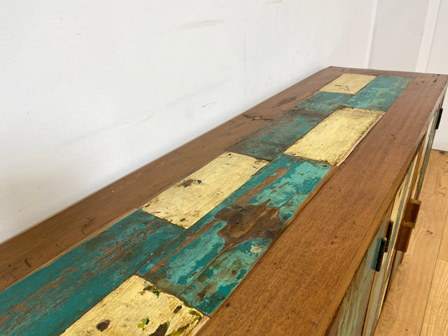 Boatwood by WMK I Nachhaltiges Sideboard handgefertigt aus altem Bootsholz I Teakholz in Originalfarben I Kommode TV-Lowboard Fernsehkommode Anrichte TV-Bank Bootsmöbel Teak I Berlin Bremen München