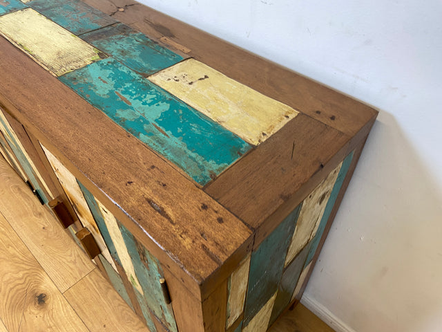 Boatwood by WMK I Nachhaltiges Sideboard handgefertigt aus altem Bootsholz I Teakholz in Originalfarben I Kommode TV-Lowboard Fernsehkommode Anrichte TV-Bank Bootsmöbel Teak I Berlin Bremen München