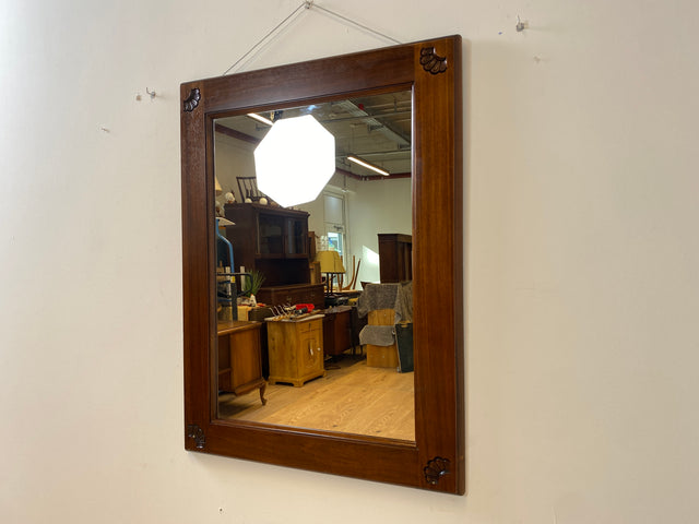 WMK I Großer & eleganter Vintage Spiegel im antikem Stil mit verziertem Holzrahmen in Nussbaum I Wandspiegel Holzspiegel Mirror Garderobe Flur Bad Retro I Versand möglich I Mainz Nürnberg Regensburg