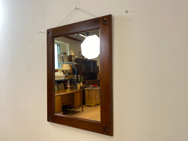 WMK I Großer & eleganter Vintage Spiegel im antikem Stil mit verziertem Holzrahmen in Nussbaum I Wandspiegel Holzspiegel Mirror Garderobe Flur Bad Retro I Versand möglich I Mainz Nürnberg Regensburg