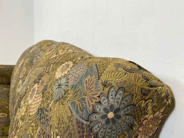 WMK Wunderschönes & gut erhaltenes 60er Jahre Sofa im Barock Stil mit tollem Bezug, reichverziertem Holzrahmen & bequemen Federkern # Couch 3-Sitzer Sitzgarnitur Rokoko Chippendale Stilmöbel Vintage