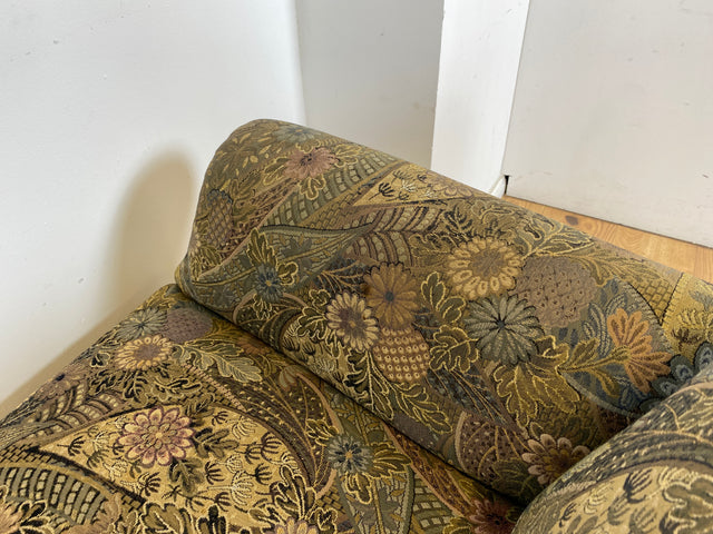 WMK Wunderschönes & gut erhaltenes 60er Jahre Sofa im Barock Stil mit tollem Bezug, reichverziertem Holzrahmen & bequemen Federkern # Couch 3-Sitzer Sitzgarnitur Rokoko Chippendale Stilmöbel Vintage