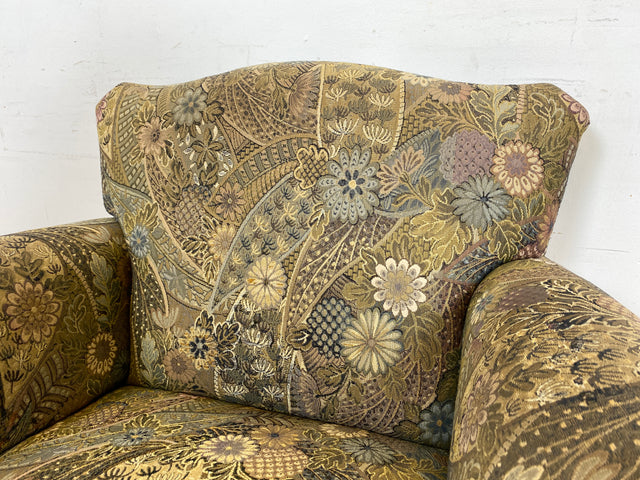 WMK Wunderschöner und gut erhaltener schwedischer 60er Jahre Sessel mit reichverziertem Holzrahmen & bequemen Federkern # Lesessessel Armchair Sitzgarnitur Rokoko Barock Chippendale Stilmöbel Vintage
