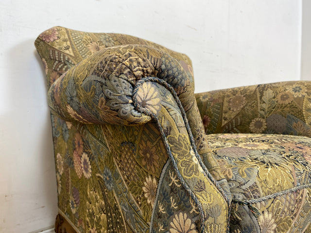 WMK Wunderschöner und gut erhaltener schwedischer 60er Jahre Sessel mit reichverziertem Holzrahmen & bequemen Federkern # Lesessessel Armchair Sitzgarnitur Rokoko Barock Chippendale Stilmöbel Vintage