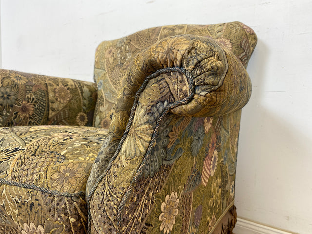 WMK Wunderschöner und gut erhaltener schwedischer 60er Jahre Sessel mit reichverziertem Holzrahmen & bequemen Federkern # Lesessessel Armchair Sitzgarnitur Rokoko Barock Chippendale Stilmöbel Vintage