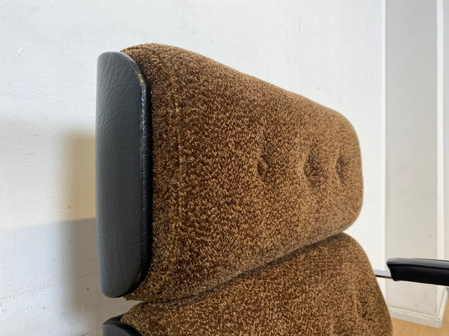 WMK Hochwertiger & gut erhaltener 70er Jahre Soft Pad Schreibtischstuhl von Eron mit Originalbezug aus Stoff & Leder , höhenverstellbar # Drehstuhl Drehsessel Chefsessel Office Chair Space Age Vintage