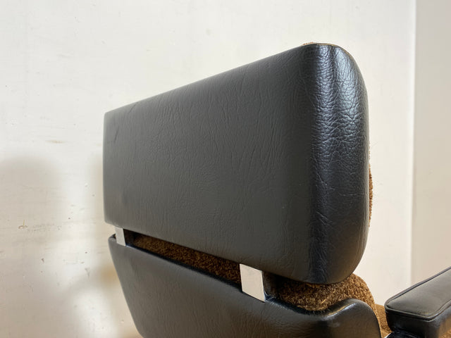 WMK Hochwertiger & gut erhaltener 70er Jahre Soft Pad Schreibtischstuhl von Eron mit Originalbezug aus Stoff & Leder , höhenverstellbar # Drehstuhl Drehsessel Chefsessel Office Chair Space Age Vintage