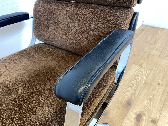WMK Hochwertiger & gut erhaltener 70er Jahre Soft Pad Schreibtischstuhl von Eron mit Originalbezug aus Stoff & Leder , höhenverstellbar # Drehstuhl Drehsessel Chefsessel Office Chair Space Age Vintage