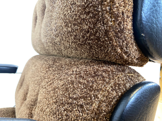 WMK Hochwertiger & gut erhaltener 70er Jahre Soft Pad Schreibtischstuhl von Eron mit Originalbezug aus Stoff & Leder , höhenverstellbar # Drehstuhl Drehsessel Chefsessel Office Chair Space Age Vintage