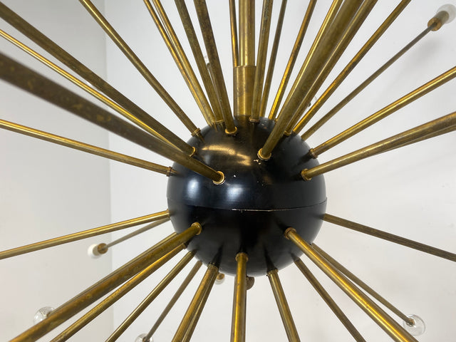 WMK Der Designklassiker! Berühmter und vollfunktionsfähiger Space Age Kronleuchter "Sputnik" in größter Ausführung (Ø150cm) aus Messing mit Murano Glaskugeln # Chandelier Deckenlampe Starbust Vintage