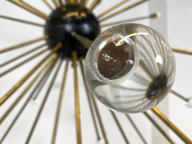 WMK Der Designklassiker! Berühmter und vollfunktionsfähiger Space Age Kronleuchter "Sputnik" in größter Ausführung (Ø150cm) aus Messing mit Murano Glaskugeln # Chandelier Deckenlampe Starbust Vintage