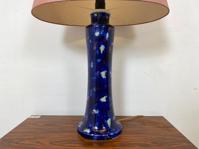 WMK Große und sehr interessante Retro Tischlampe mit rosa Lampenschirm und kunstvollem Lampenfuß aus Glas # Tischleuchte Lampe Leselampe Schreibtischlampe lamp Vintage Mid-Century # Versand möglich