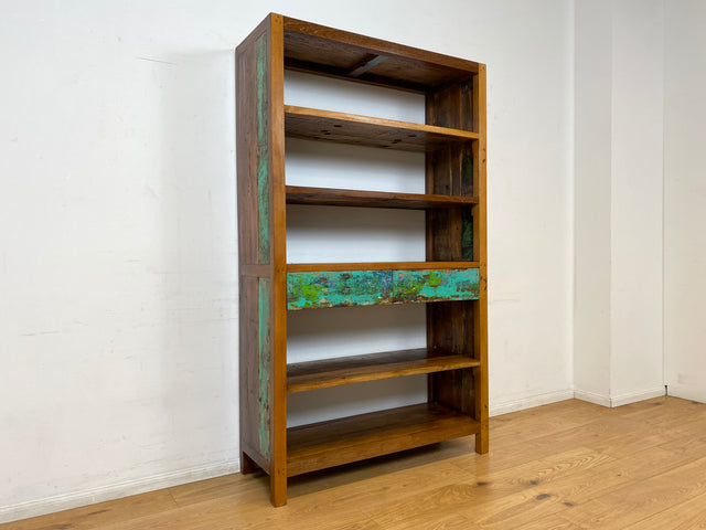 Boatwood by WMK I Nachhaltiges handgefertigtes Bücherregal aus altem Bootsholz I Teakholz massiv I Bücherschrank Regal Highboard Holzregal Küchenregal Raumtrenner Loft Bootsmöbel I Berlin Rostock Köln