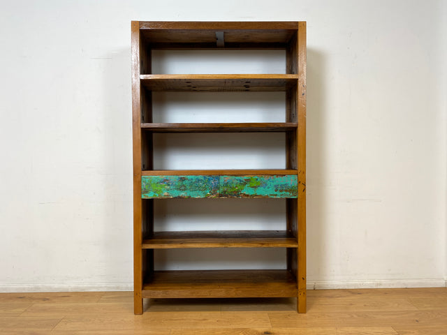 Boatwood by WMK I Nachhaltiges handgefertigtes Bücherregal aus altem Bootsholz I Teakholz massiv I Bücherschrank Regal Highboard Holzregal Küchenregal Raumtrenner Loft Bootsmöbel I Berlin Rostock Köln