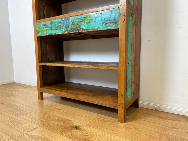 Boatwood by WMK I Nachhaltiges handgefertigtes Bücherregal aus altem Bootsholz I Teakholz massiv I Bücherschrank Regal Highboard Holzregal Küchenregal Raumtrenner Loft Bootsmöbel I Berlin Rostock Köln