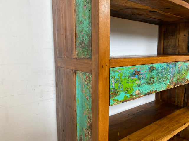 Boatwood by WMK I Nachhaltiges handgefertigtes Bücherregal aus altem Bootsholz I Teakholz massiv I Bücherschrank Regal Highboard Holzregal Küchenregal Raumtrenner Loft Bootsmöbel I Berlin Rostock Köln