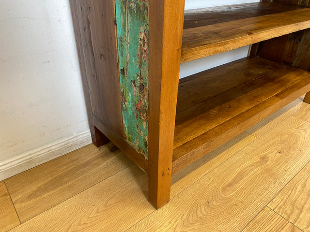 Boatwood by WMK I Nachhaltiges handgefertigtes Bücherregal aus altem Bootsholz I Teakholz massiv I Bücherschrank Regal Highboard Holzregal Küchenregal Raumtrenner Loft Bootsmöbel I Berlin Rostock Köln