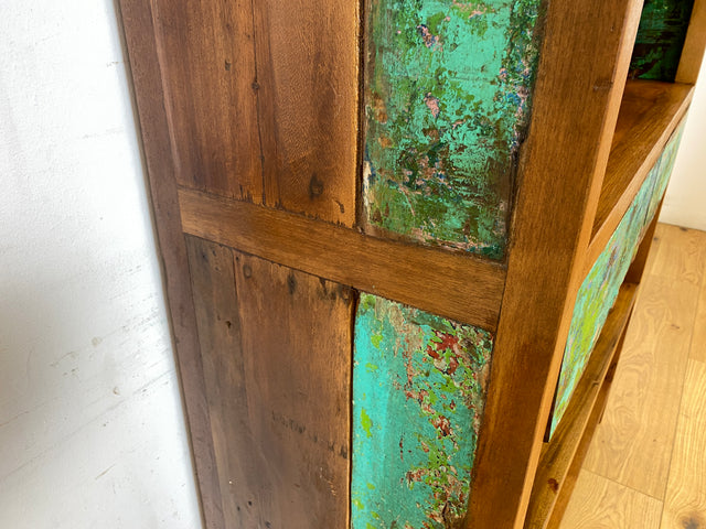 Boatwood by WMK I Nachhaltiges handgefertigtes Bücherregal aus altem Bootsholz I Teakholz massiv I Bücherschrank Regal Highboard Holzregal Küchenregal Raumtrenner Loft Bootsmöbel I Berlin Rostock Köln