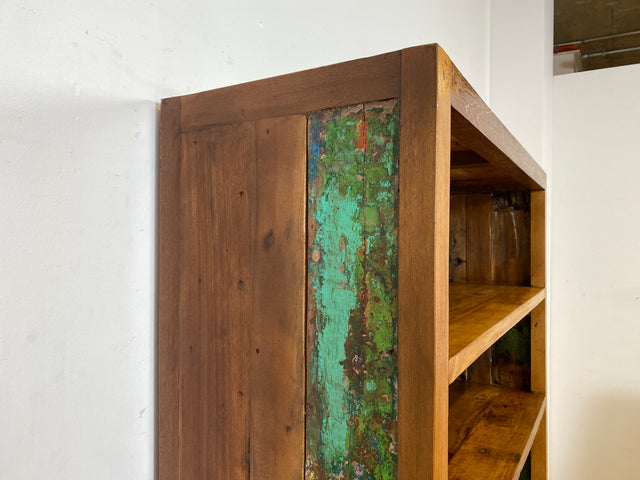 Boatwood by WMK I Nachhaltiges handgefertigtes Bücherregal aus altem Bootsholz I Teakholz massiv I Bücherschrank Regal Highboard Holzregal Küchenregal Raumtrenner Loft Bootsmöbel I Berlin Rostock Köln