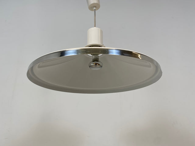 WMK Gut erhaltene skandinavische Designer Pendelleuchte Gustaf von alta design aus Aluminium und Chrom # Lampe Hängelampe Deckenlampe Wohnzimmerlampe Leuchte Licht Hängeleuchte Vintage Space Age 70er