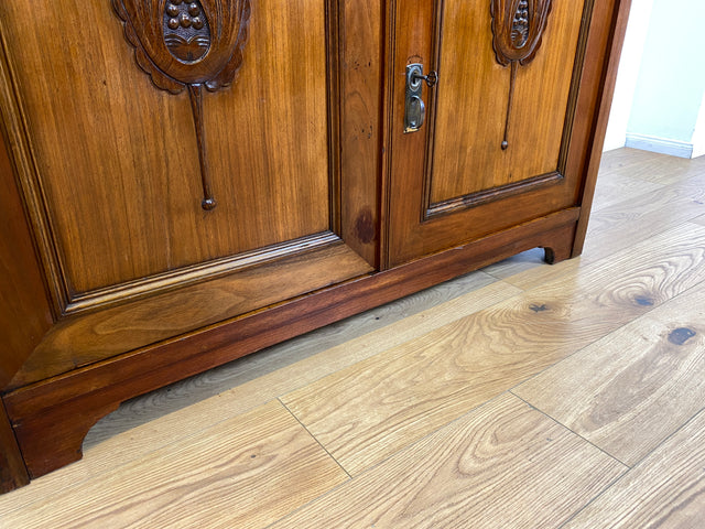 WMK I Wunderschöne Jugendstil Anrichte aus massiver Eiche mit Glastüren & Schubladen, um 1910 I Buffet Büfett Küchenanrichte Kredenz Geschirrschrank Küche Vitrine Schrank Vintage Antik Magdeburg Bonn