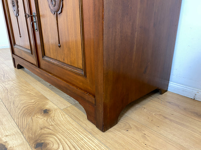 WMK I Wunderschöne Jugendstil Anrichte aus massiver Eiche mit Glastüren & Schubladen, um 1910 I Buffet Büfett Küchenanrichte Kredenz Geschirrschrank Küche Vitrine Schrank Vintage Antik Magdeburg Bonn