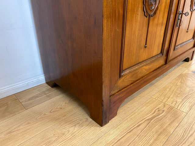 WMK I Wunderschöne Jugendstil Anrichte aus massiver Eiche mit Glastüren & Schubladen, um 1910 I Buffet Büfett Küchenanrichte Kredenz Geschirrschrank Küche Vitrine Schrank Vintage Antik Magdeburg Bonn