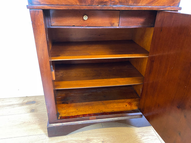 WMK I Wunderschöne kleine antike Kommode aus vollem Holz in Mahagoni mit Schublade und Klappe I Schrank Flurkommode Wäschekommode Konsole Phonoschrank Biedermeier Vintage Berlin Stuttgart Düsseldorf