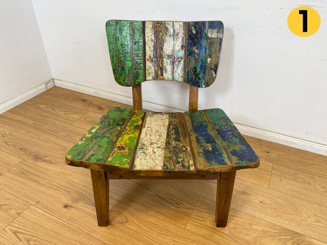 Boatwood by WMK I 1/5 Einzigartiger Lounge Sessel aus altem Bootsholz, ein handgefertigtes Unikat aus massivem Teakholz , auch Outdoor I Stuhl Relax Holz Garten Balkon Boots Möbel Treibholz Meer Teak