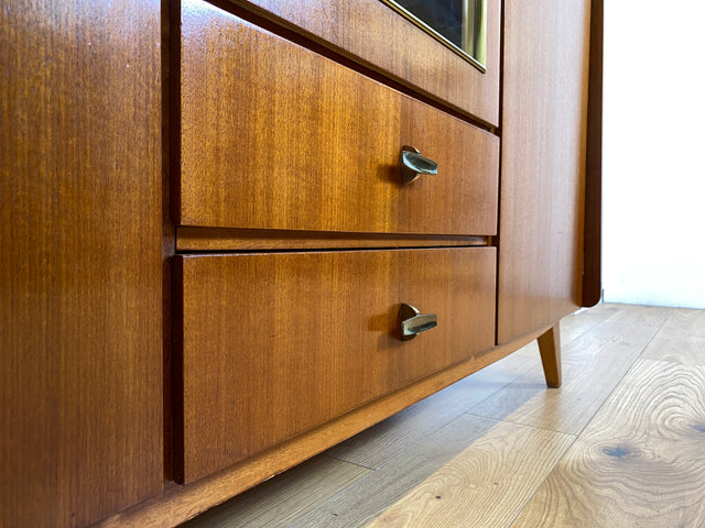 WMK I Stilvoller Mid-Century Schrank aus vollem Holz mit Schubladen & Glastür I Kleiderschrank Wäscheschrank Highboard Vitrine Garderobe Dielenschrank Cabinet 50er 60er Vintage Frankfurt Bonn Dresden