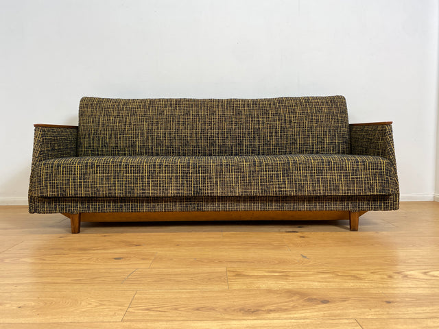 WMK I Formschönes Mid-Century Sofa mit Schlaffunktion, tollem Originalbezug, & Bettwäschefach I Couch Schlafsofa Schlafcouch Klappcouch Klappsofa Daybed Vintage 50er 60er I Berlin Koblenz Flensburg