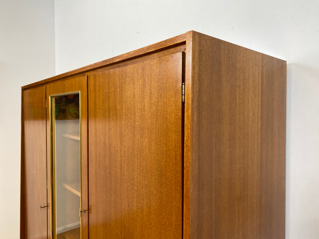 WMK I Stilvoller Mid-Century Schrank aus vollem Holz mit Schubladen & Glastür I Kleiderschrank Wäscheschrank Highboard Vitrine Garderobe Dielenschrank Cabinet 50er 60er Vintage Frankfurt Bonn Dresden