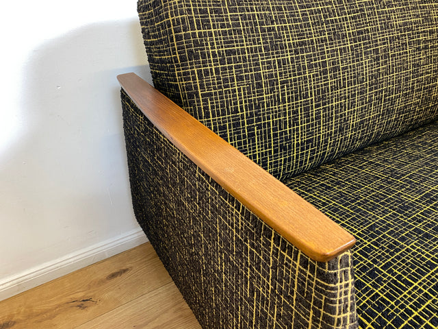 WMK I Formschönes Mid-Century Sofa mit Schlaffunktion, tollem Originalbezug, & Bettwäschefach I Couch Schlafsofa Schlafcouch Klappcouch Klappsofa Daybed Vintage 50er 60er I Berlin Koblenz Flensburg