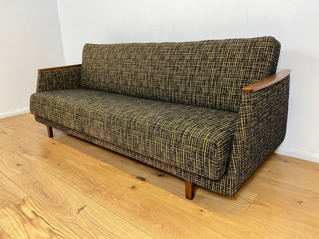 WMK I Formschönes Mid-Century Sofa mit Schlaffunktion, tollem Originalbezug, & Bettwäschefach I Couch Schlafsofa Schlafcouch Klappcouch Klappsofa Daybed Vintage 50er 60er I Berlin Koblenz Flensburg