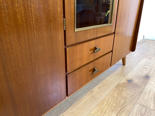 WMK I Stilvoller Mid-Century Schrank aus vollem Holz mit Schubladen & Glastür I Kleiderschrank Wäscheschrank Highboard Vitrine Garderobe Dielenschrank Cabinet 50er 60er Vintage Frankfurt Bonn Dresden