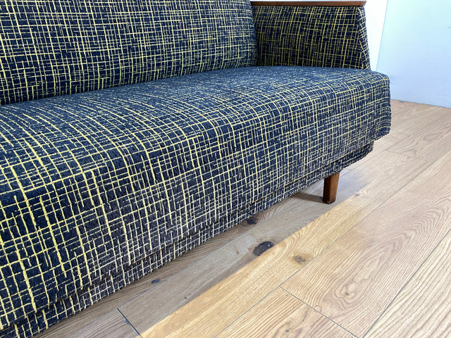WMK I Formschönes Mid-Century Sofa mit Schlaffunktion, tollem Originalbezug, & Bettwäschefach I Couch Schlafsofa Schlafcouch Klappcouch Klappsofa Daybed Vintage 50er 60er I Berlin Koblenz Flensburg