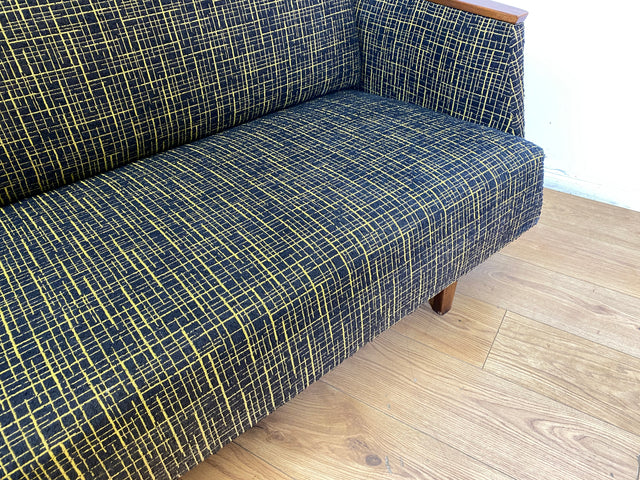 WMK I Formschönes Mid-Century Sofa mit Schlaffunktion, tollem Originalbezug, & Bettwäschefach I Couch Schlafsofa Schlafcouch Klappcouch Klappsofa Daybed Vintage 50er 60er I Berlin Koblenz Flensburg