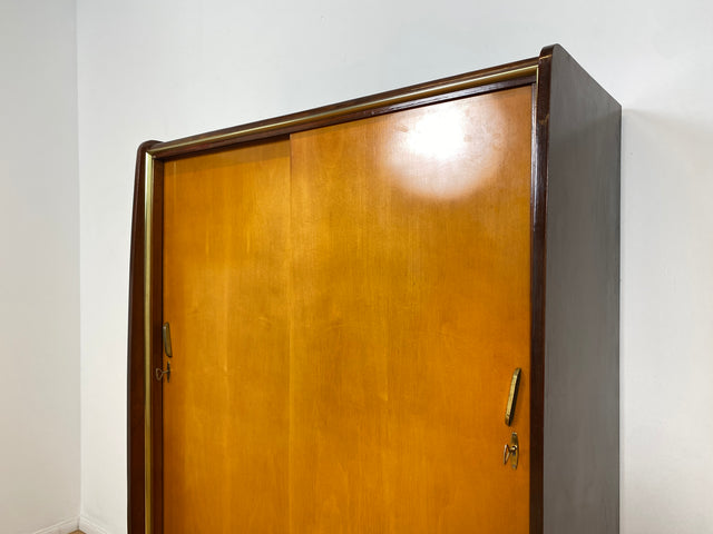 WMK # Formschöner & gut erhaltener Mid-Century Wäscheschrank mit Schiebetüren # Schrank Kleiderschrank Flurschrank Schuhschrank Highboard Sideboard Rockabilly Vintage 50er 60er Berlin München Dresden