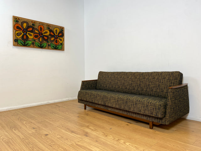 WMK I Formschönes Mid-Century Sofa mit Schlaffunktion, tollem Originalbezug, & Bettwäschefach I Couch Schlafsofa Schlafcouch Klappcouch Klappsofa Daybed Vintage 50er 60er I Berlin Koblenz Flensburg