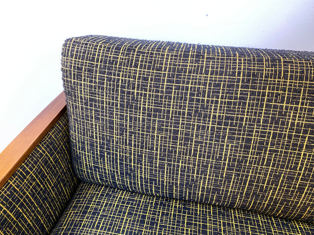 WMK I Formschönes Mid-Century Sofa mit Schlaffunktion, tollem Originalbezug, & Bettwäschefach I Couch Schlafsofa Schlafcouch Klappcouch Klappsofa Daybed Vintage 50er 60er I Berlin Koblenz Flensburg